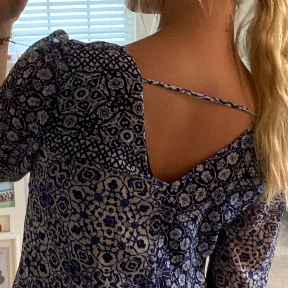 Navy Patterned Dress - Picture 2 of 3